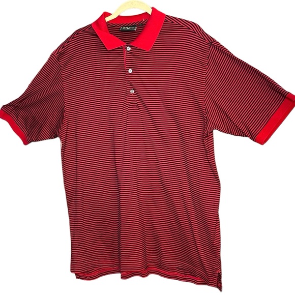 Bobby Jones Collection Golf Polo Shirt Mens Short Sleeve Size Large Red Stripe - Picture 4 of 7